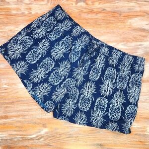Lauren James Athletic Shorts Navy & White Pineapple Print Detail Womens Size 2XL